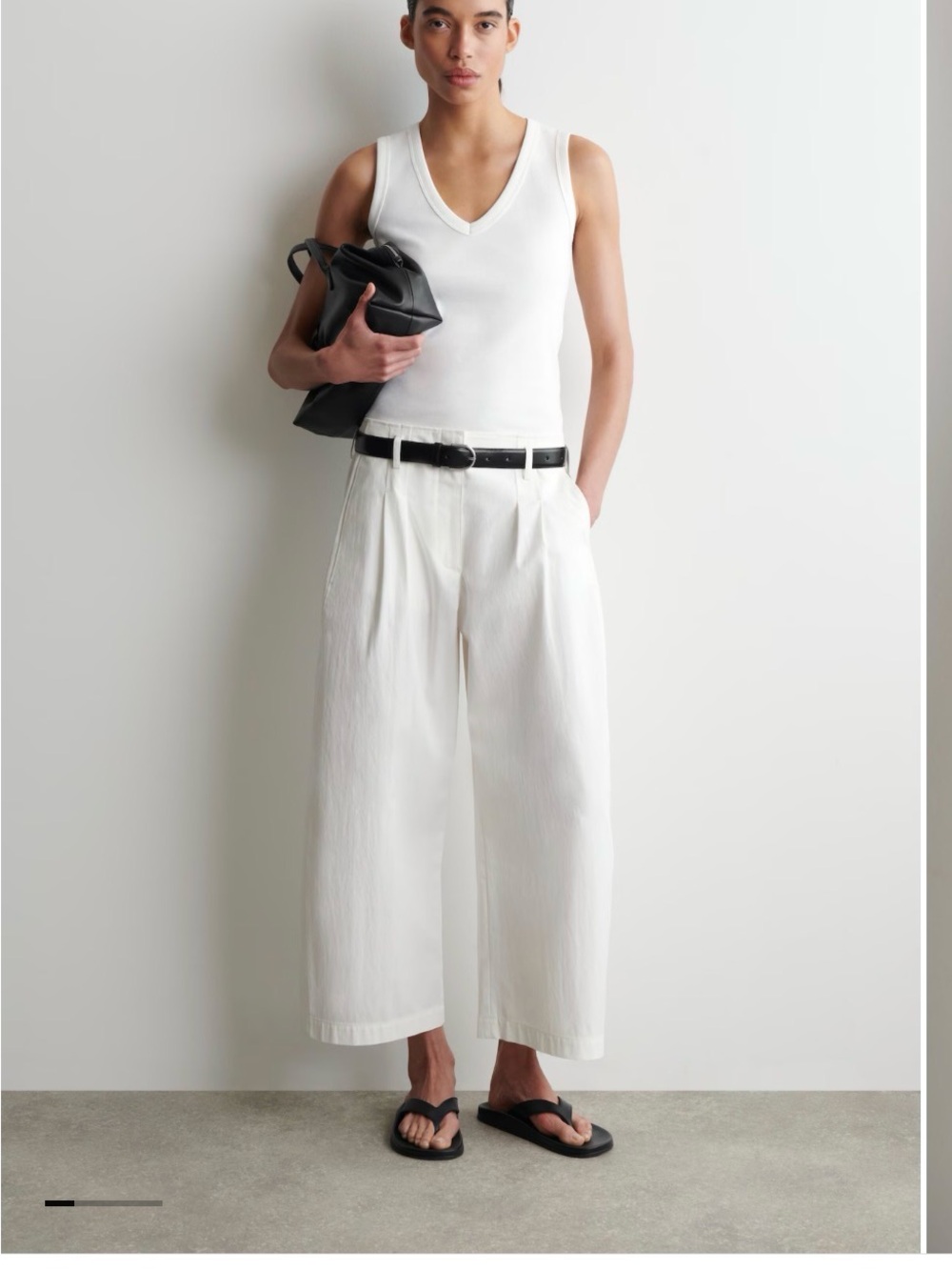 COS Women's Pleated Barrel-Leg Trousers in White
